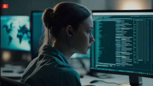 Photo of Worker in Cybersecurity Environment